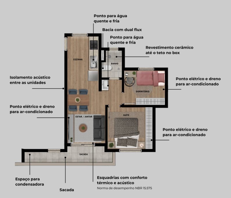 Planta 02 - 2 dorm 39,29m