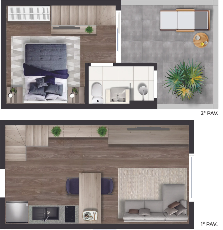 Planta 04 - 1 dorm 29 35m - cobertura duplex