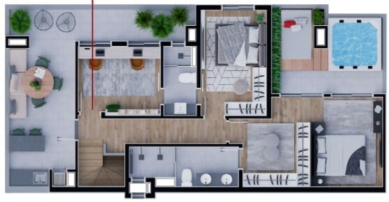 Planta 01 - 3 dorm 107 95m - duplex - superior