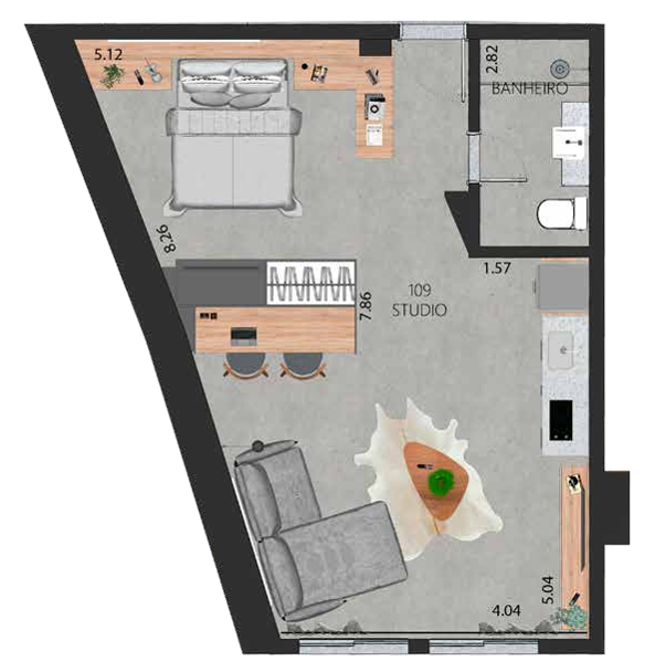 Planta 12 - 1 dorm 44 84m - studio