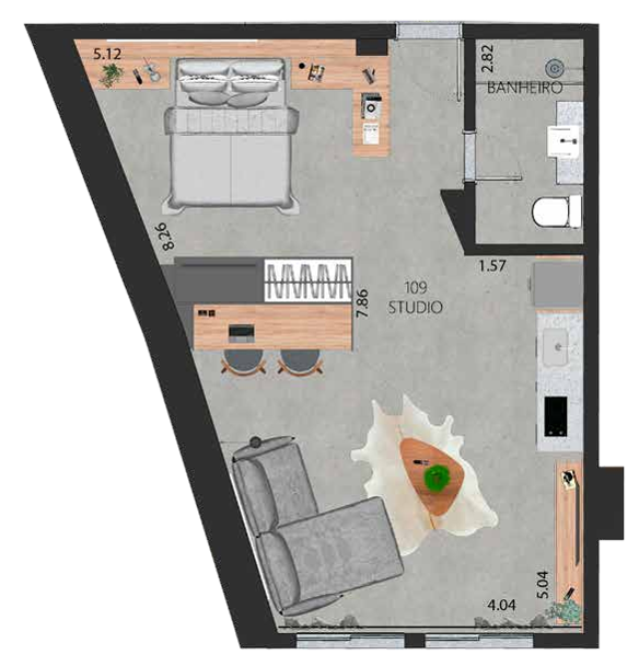 Planta 12 - 1 dorm 44 84m - studio