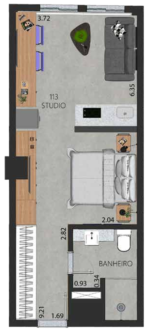 Planta 16 - 1 dorm 34 67m - studio