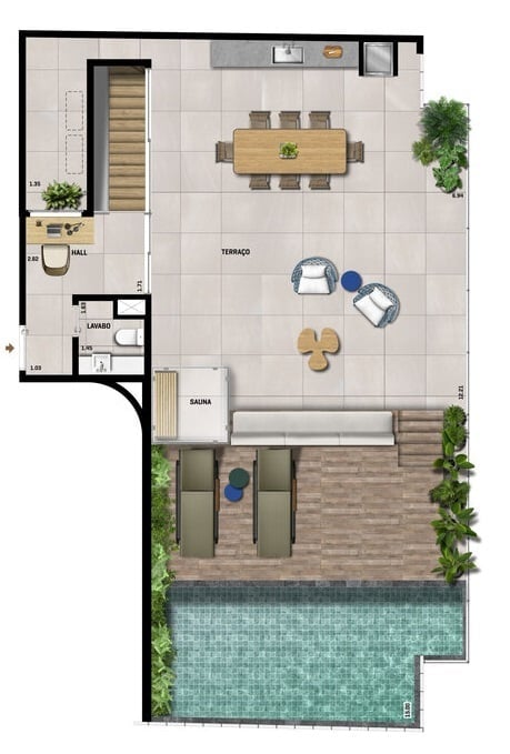 Planta 11 - 3 dorm 261 50m - cobertura duplex - superior