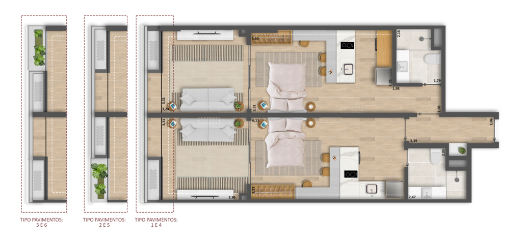 Planta 05 - 2 dorm 87,66m