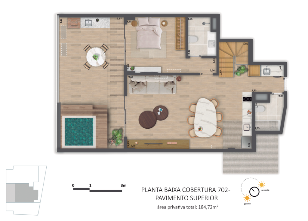 Planta 09 - 3 dorm 184,72m - cobertura duplex - superior