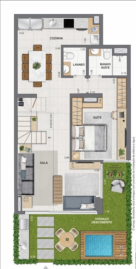 Planta 31 - 3 dorm 134,90m - garden - inferior