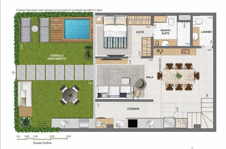 Planta 28 - 2 dorm 119,92m - garden - superior