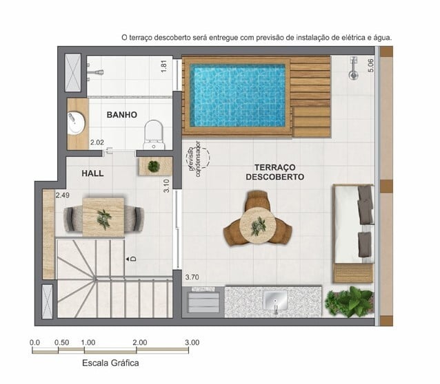 Planta 12 - 1 dorm 67,85m - cobertura duplex - superior