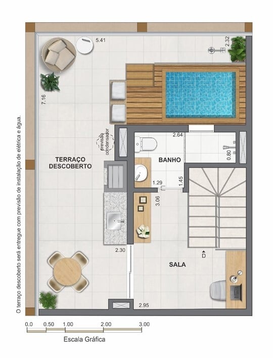 Planta 20 - 1 dorm 82,58m - cobertura duplex - superior