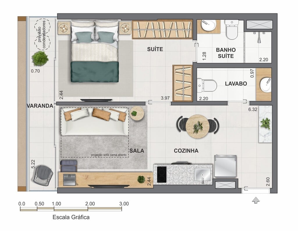 Planta 04 - 1 dorm 38,84m