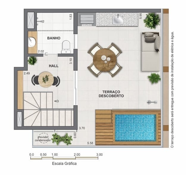 Planta 16 - 1 dorm 77,55m - cobertura duplex - superior