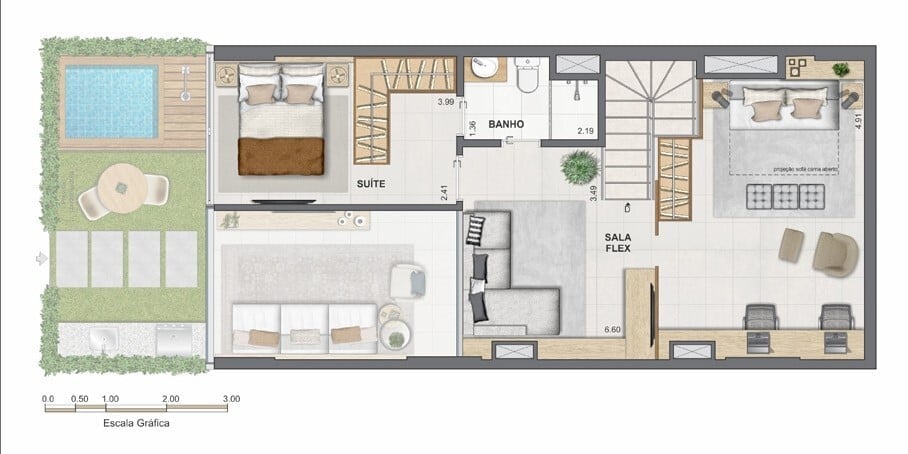 Planta 30 - 2 dorm 128,20m - garden - superior