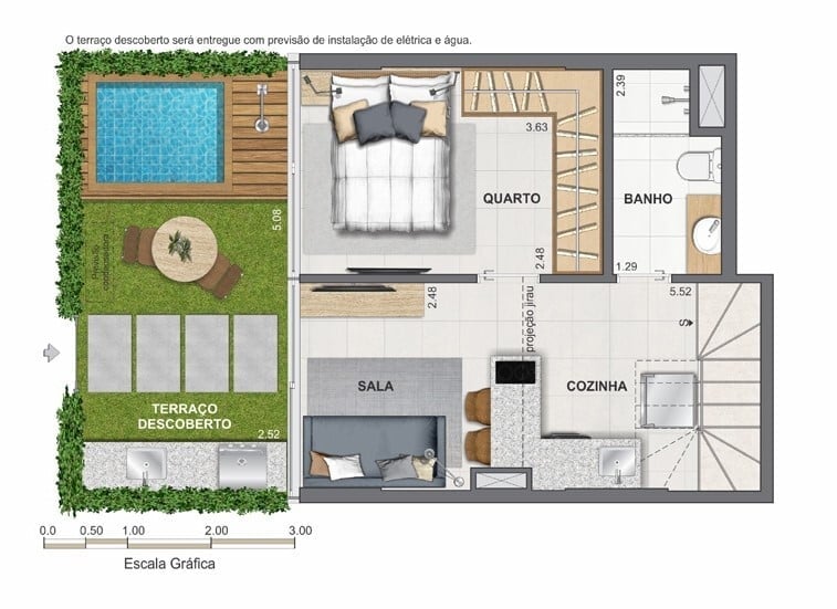 Planta 09 - 2 dorm 65,44m - garden - inferior