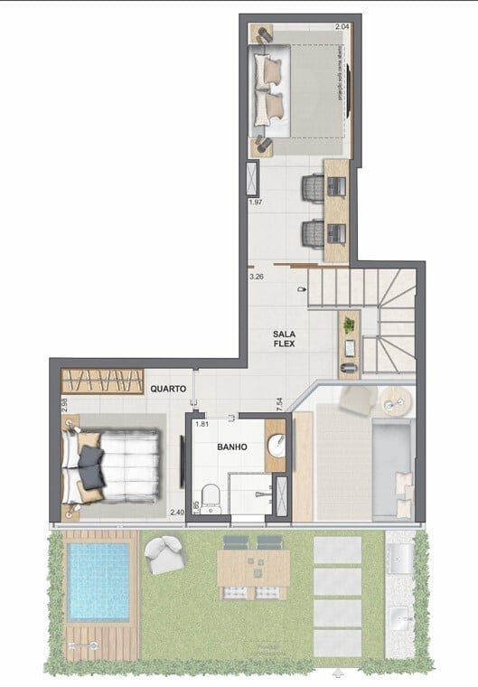 Planta 24 - 2 dorm 95,92m - garden - superior