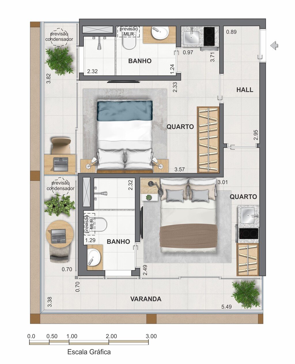 Planta 05 - 2 dorm 41,86m