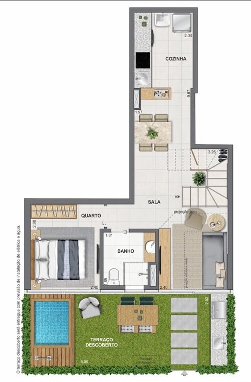 Planta 23 - 2 dorm 95,92m - garden - inferior