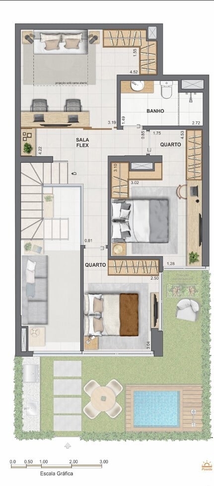 Planta 32 - 3 dorm 134,90m - garden - superior