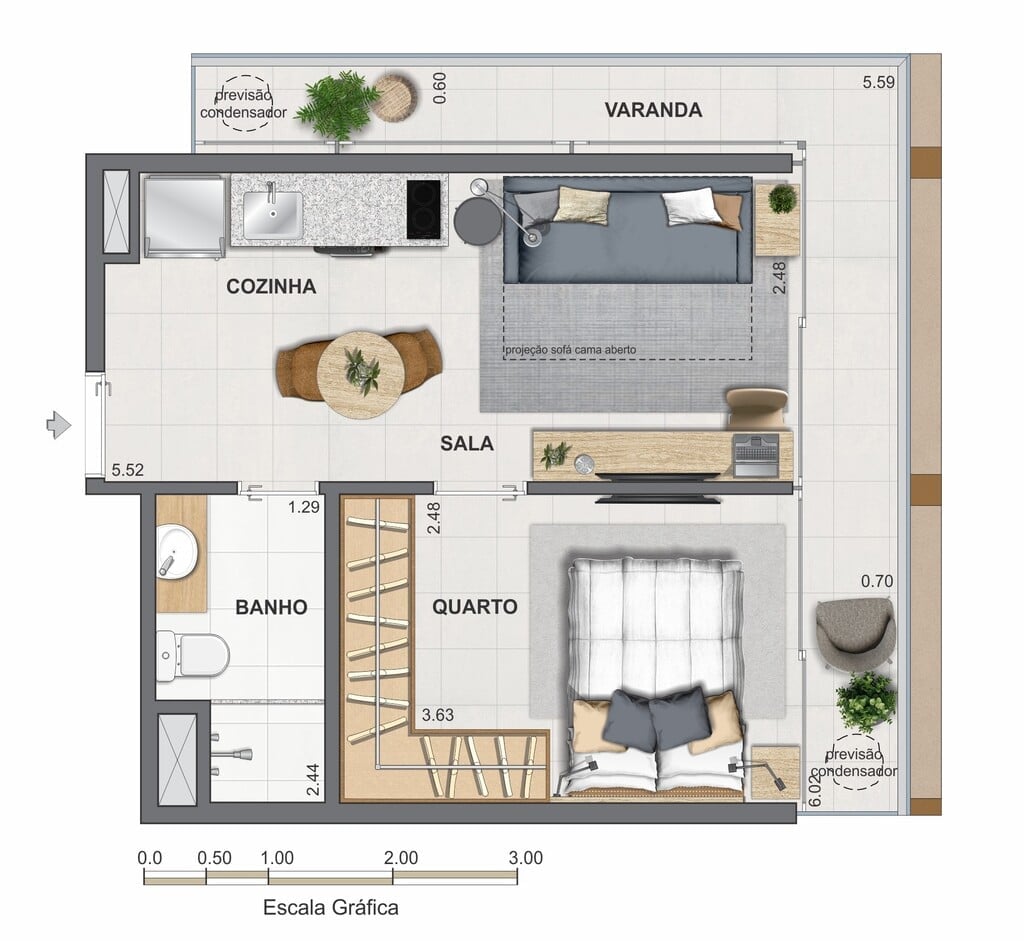 Planta 03 - 1 dorm 38,77m