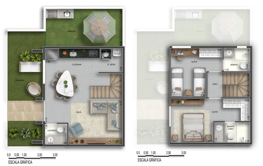 Planta 02 - 2 dorm 96,66m