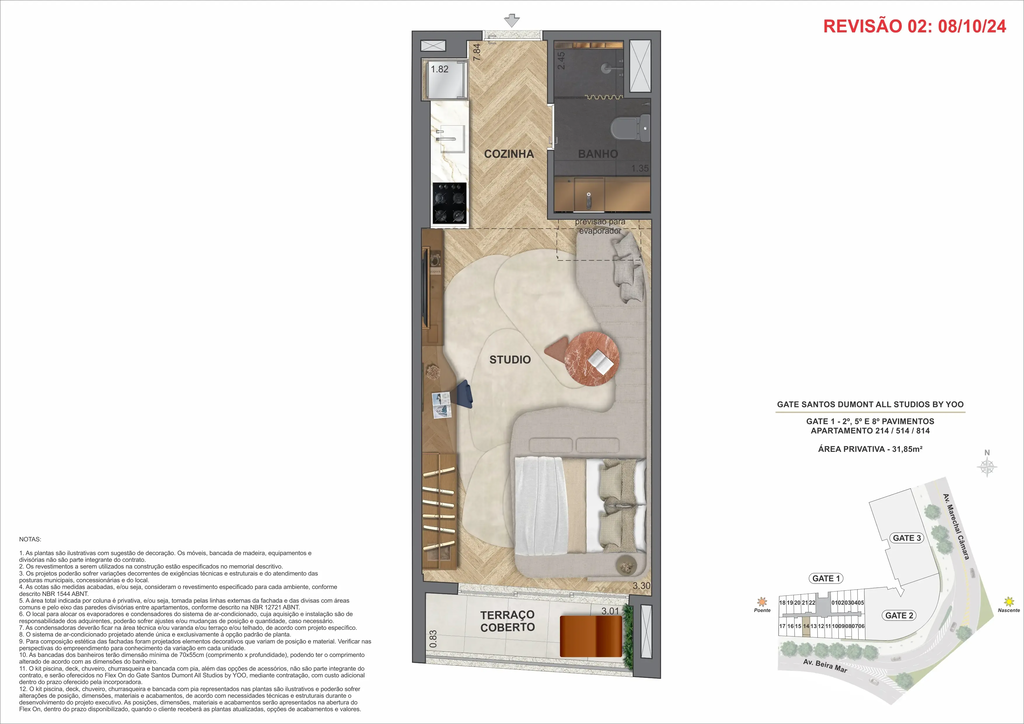 Planta 01 - 1 dorm 31,85m - studio