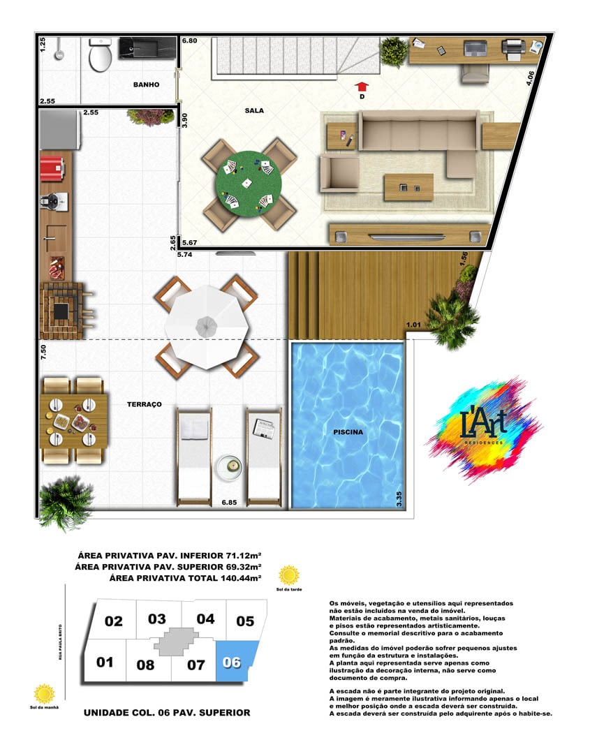 Planta 14 - 2 dorm 144 44m - cobertura duplex - superior