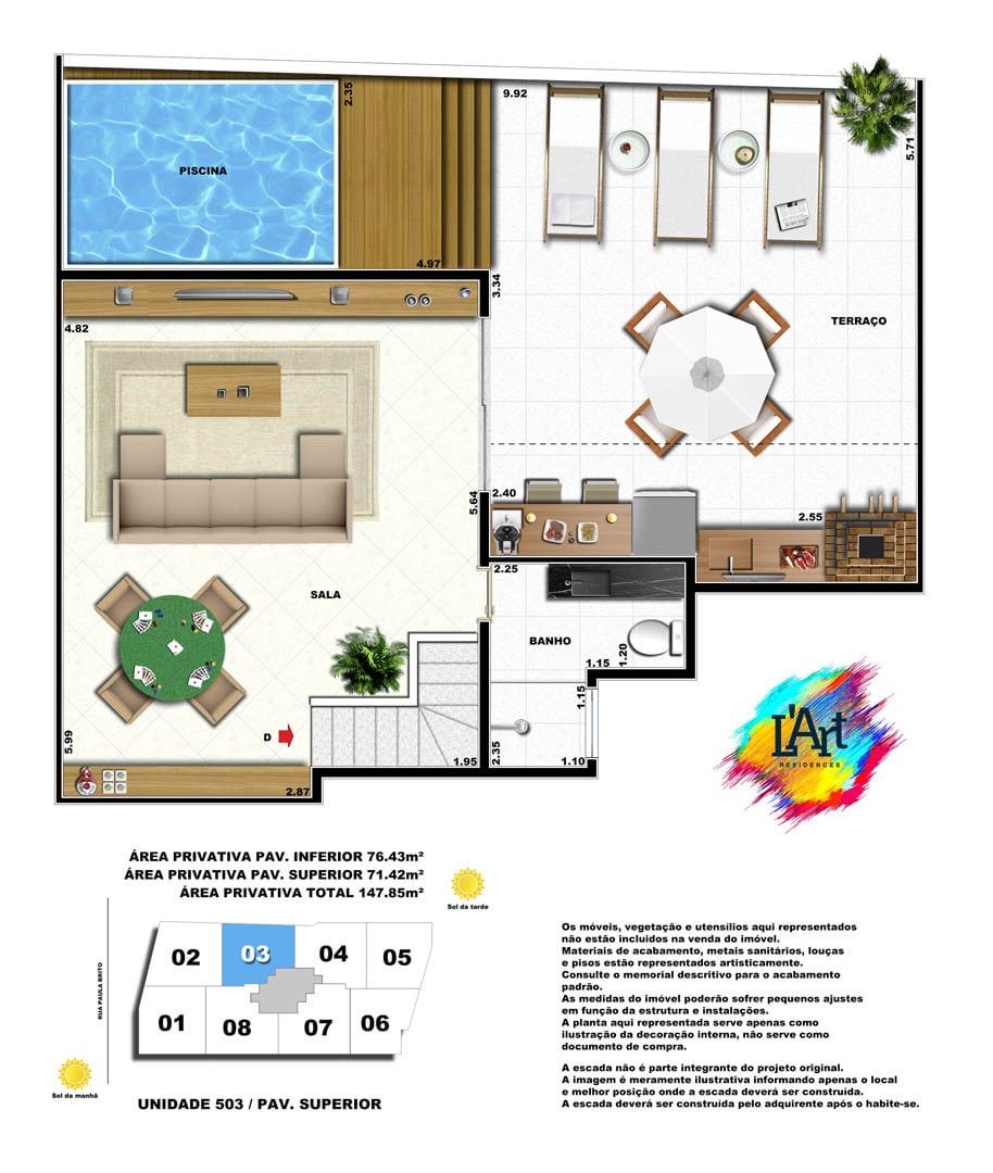 Planta 16 - 2 dorm 147 85m - cobertura duplex - superior