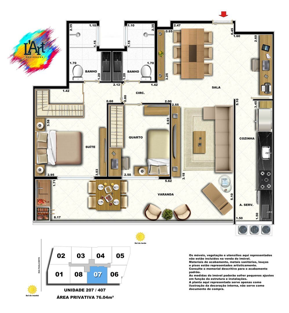 Planta 02 - 2 dorm 76 04m