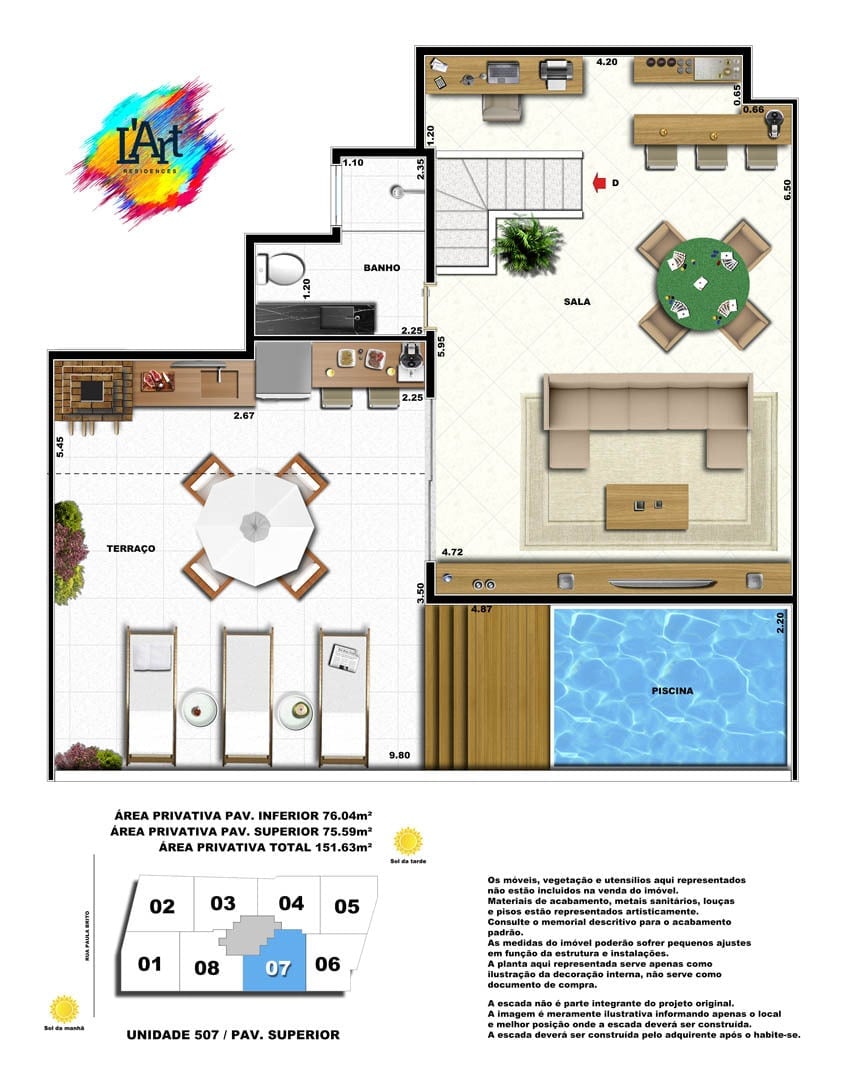 Planta 22 - 2 dorm 151 63m - cobertura duplex - superior