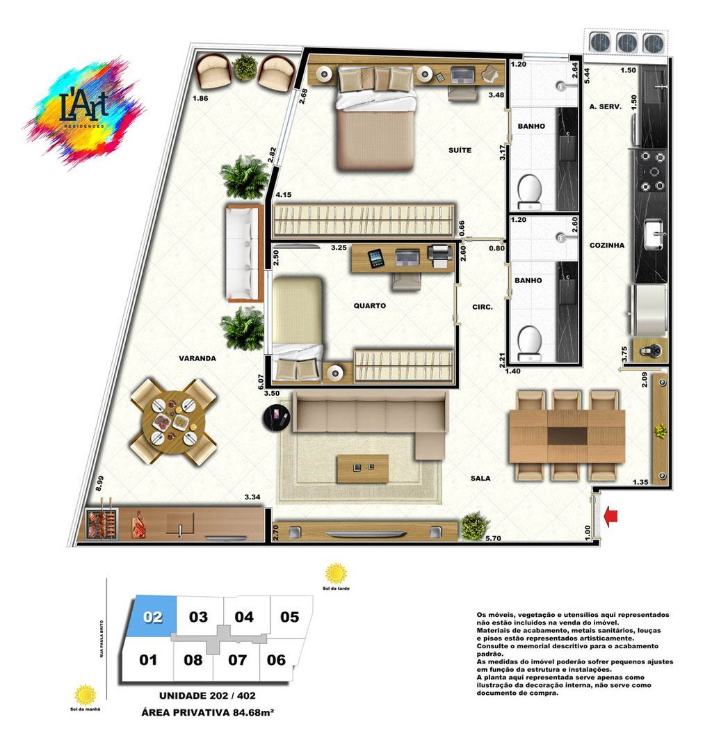 Planta 07 - 2 dorm 84 68m