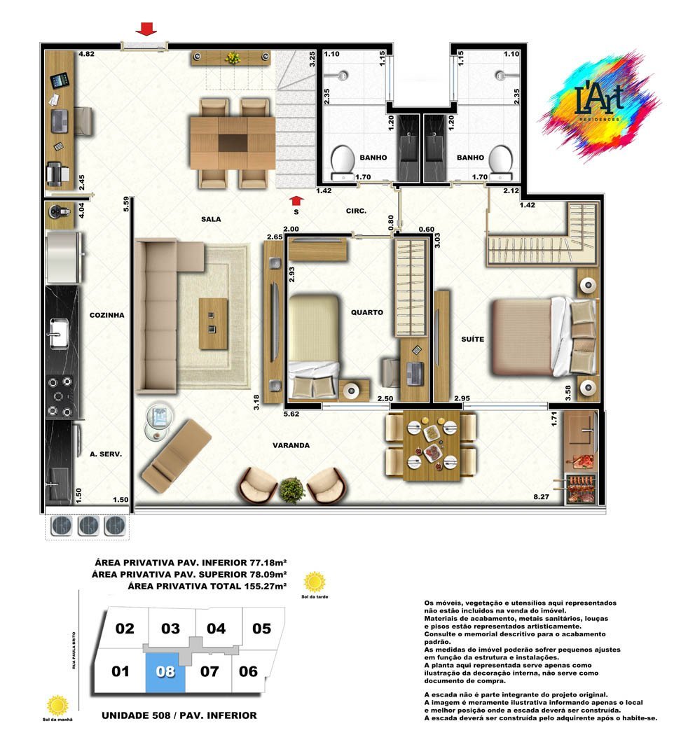 Planta 23 - 2 dorm 155 27m - cobertura duplex - inferior