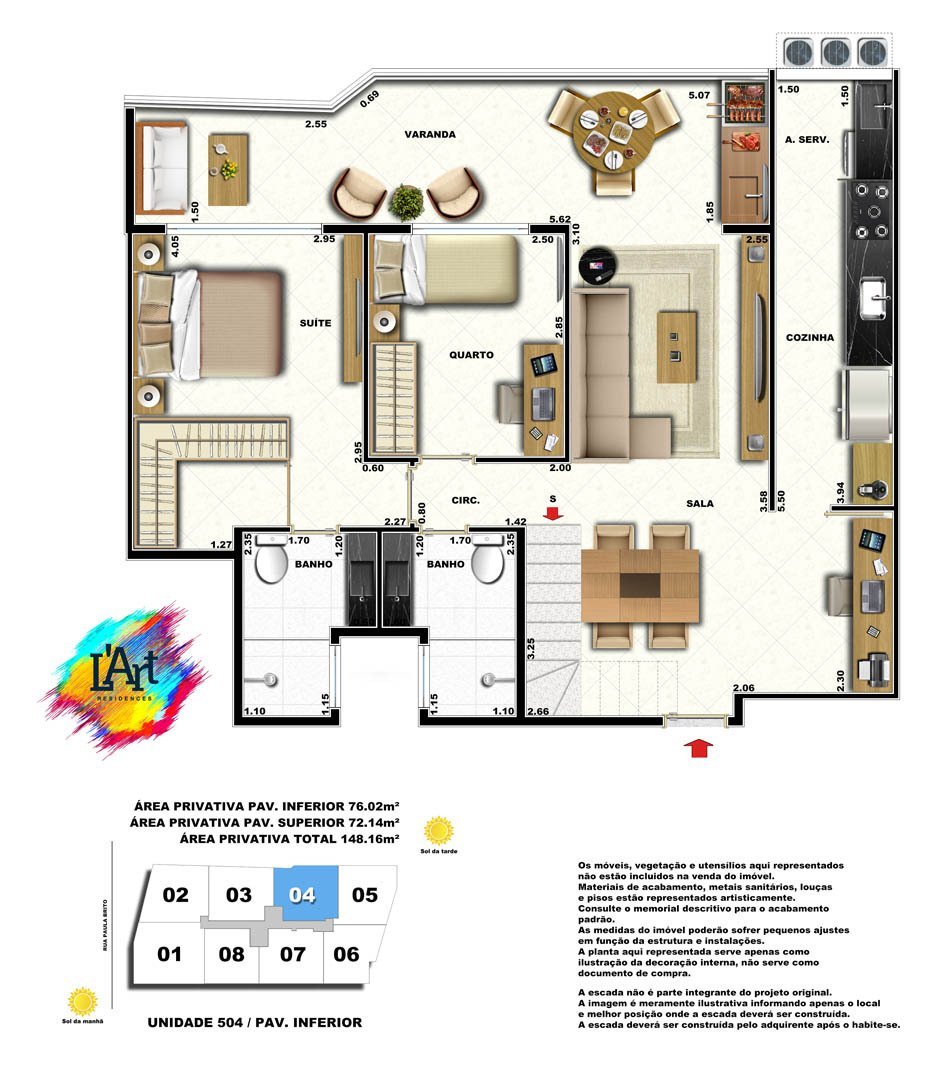 Planta 17 - 2 dorm 148 16m - cobertura duplex - inferior