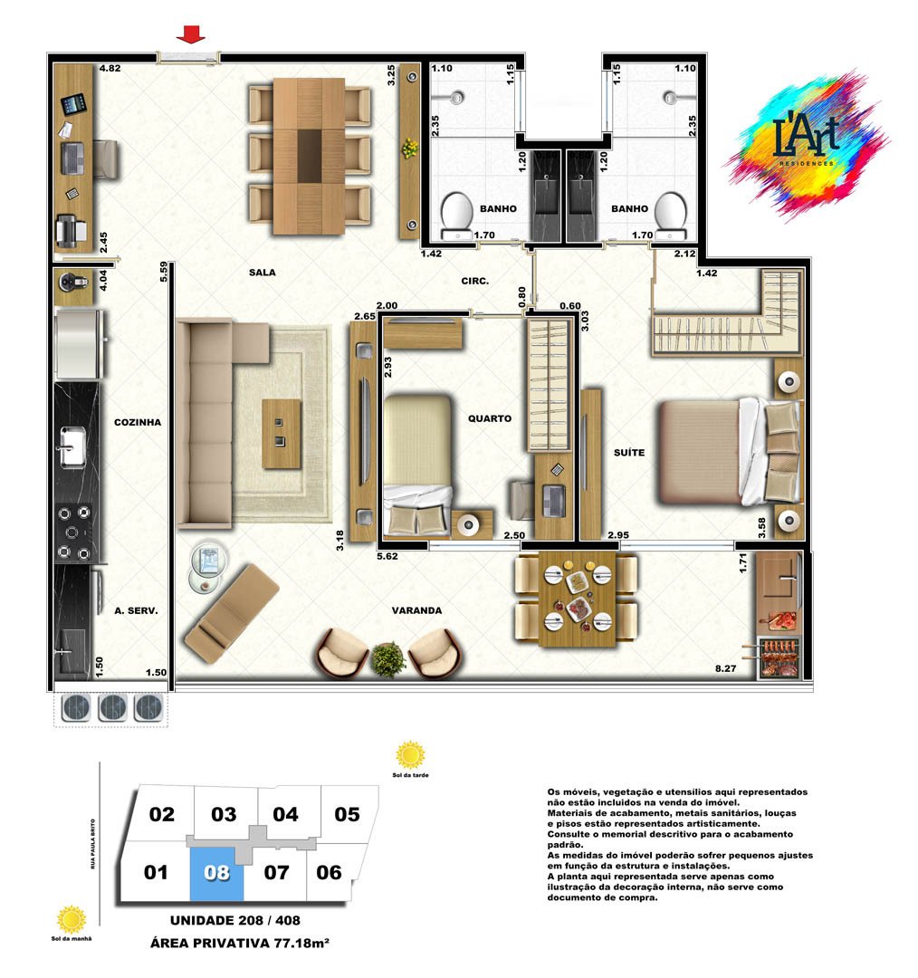 Planta 06 - 2 dorm 77 18m