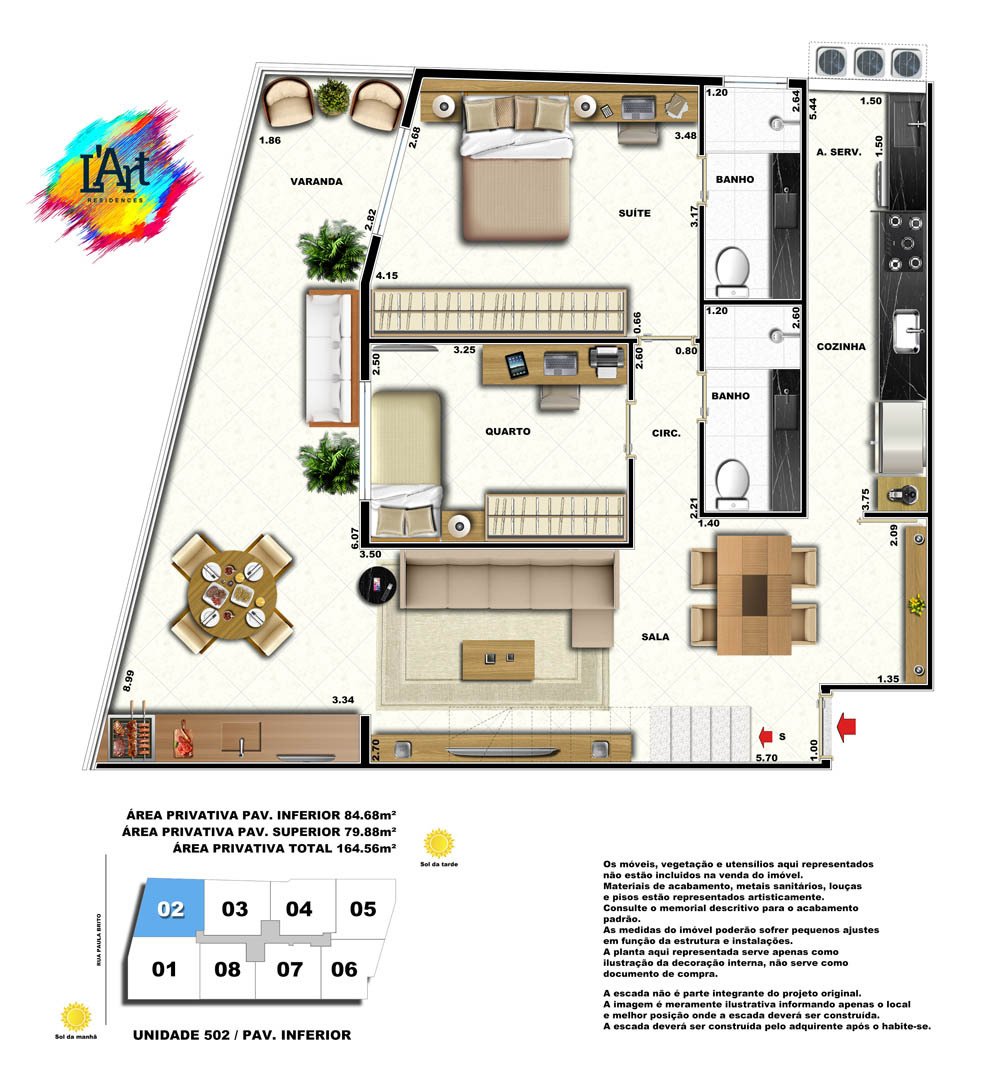 Planta 25 - 2 dorm 164 56m - cobertura duplex - inferior