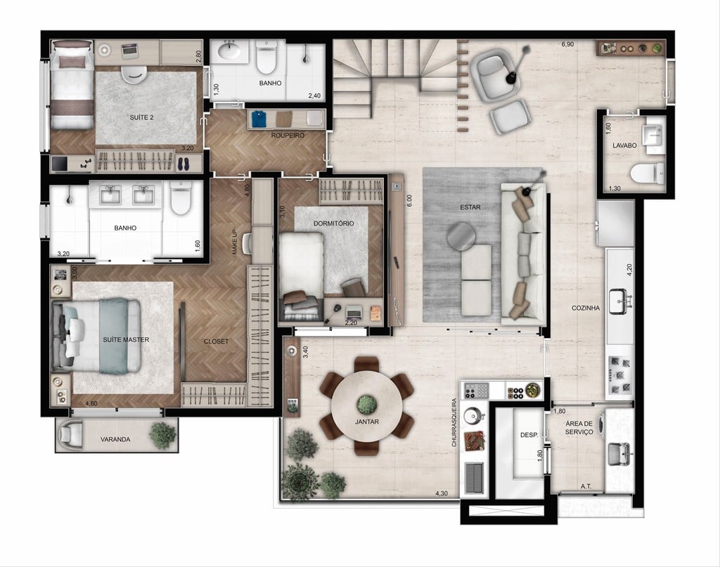 Planta 09 - 4 dorm 236m - duplex inferior