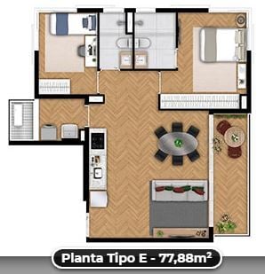 Planta 08 - 2 dorm 77 88m