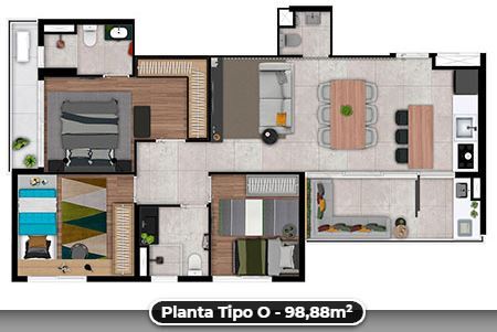 Planta 12 - 3 dorm 98 88m