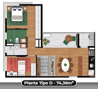 Planta 05 - 2 dorm 74 36m