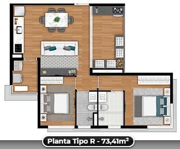 Planta 04 - 2 dorm 73 41m