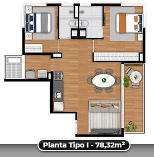 Planta 09 - 2 dorm 78 32m