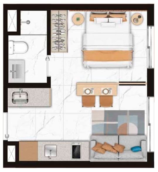 Planta 01 - 1 dorm 24m