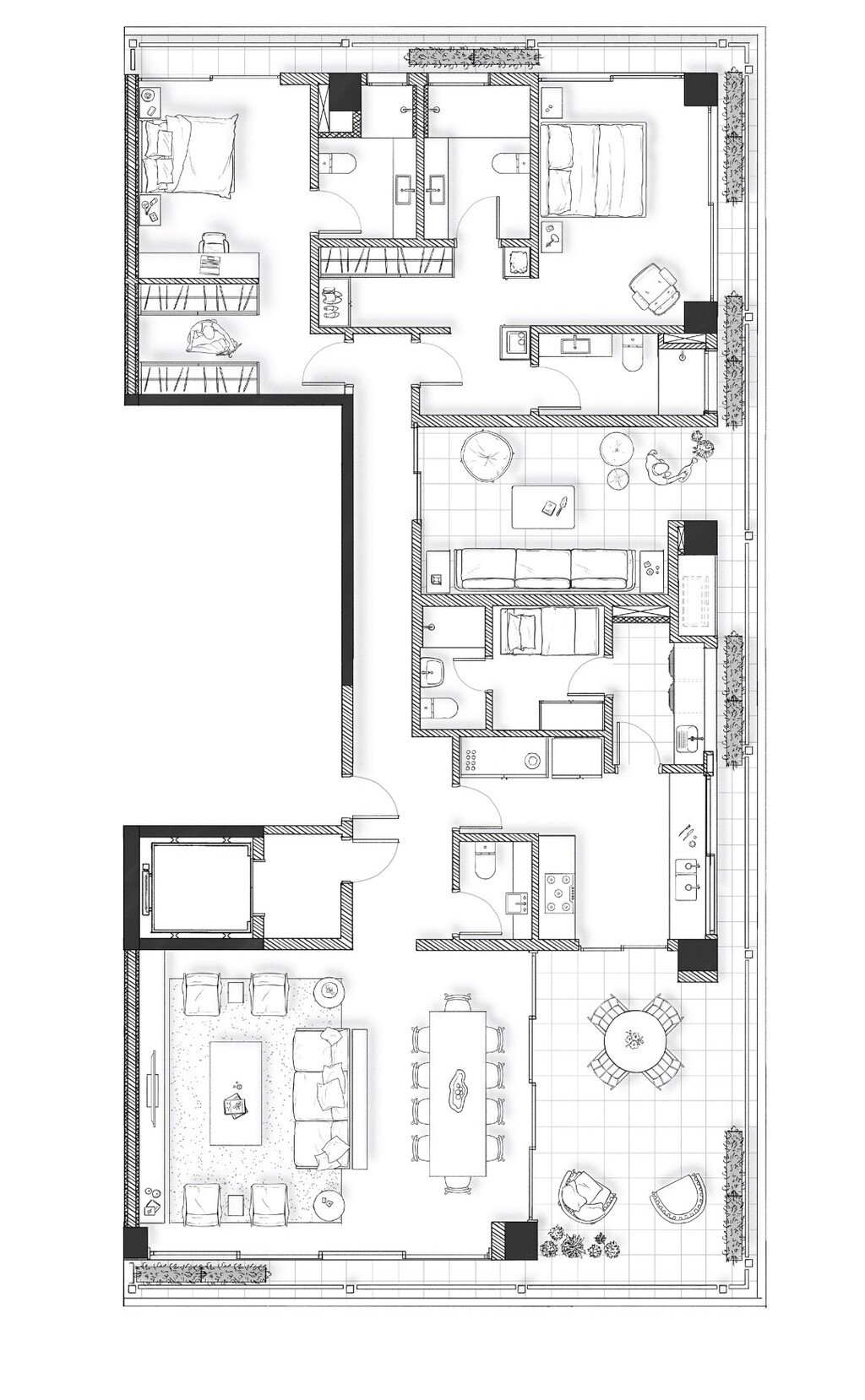 Planta 01 - 2 dorm 250m