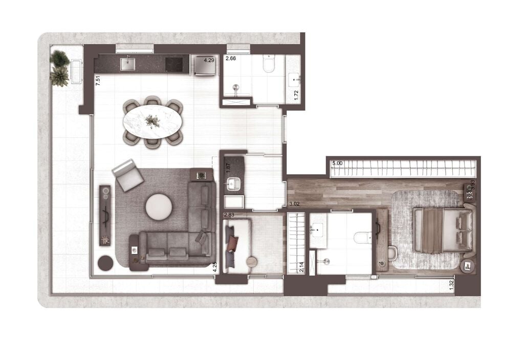 Planta 09 - 2 dorm 101m