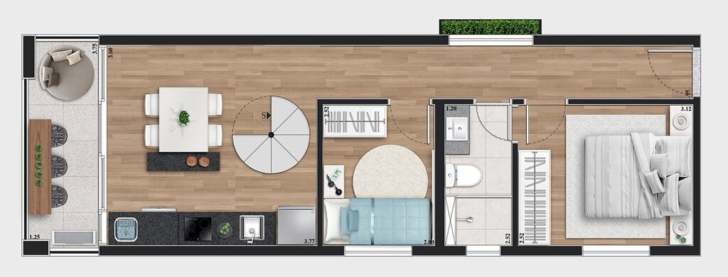 Planta 12 - 2 dorm 95,29m - cobertura duplex - inferior