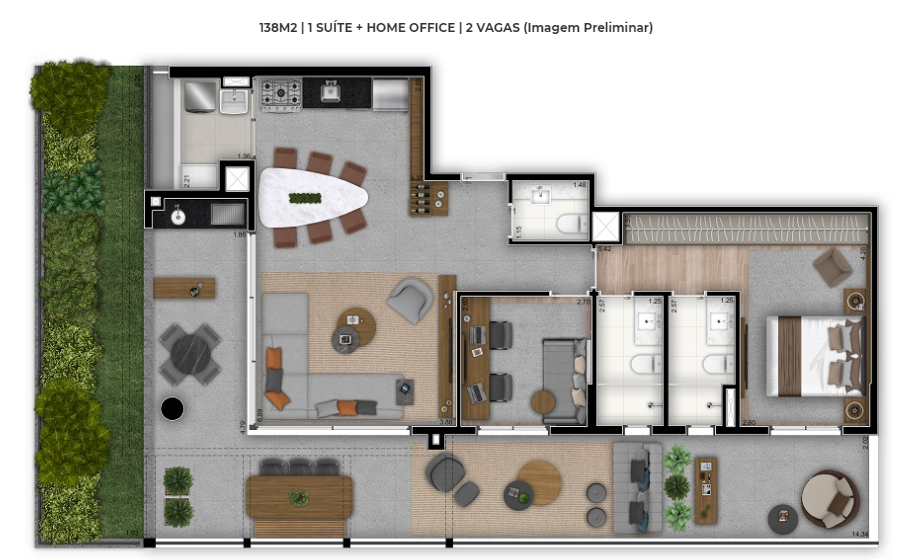 Planta 04 - 2 dorm 145m - garden opo