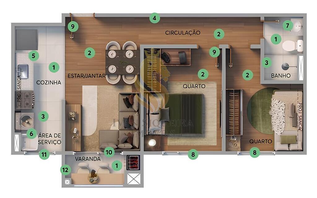 Planta 02 - 2 dorm 44,19m