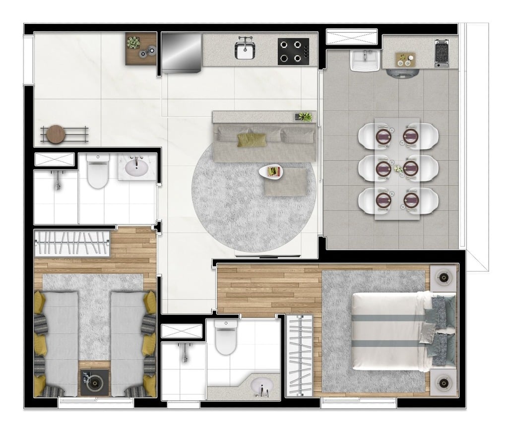 Planta 03 - 2 dorm 53m