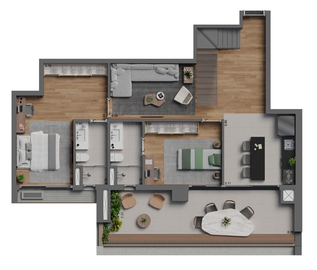 Planta 12 - 3 dorm 201m - cobertura duplex - inferior