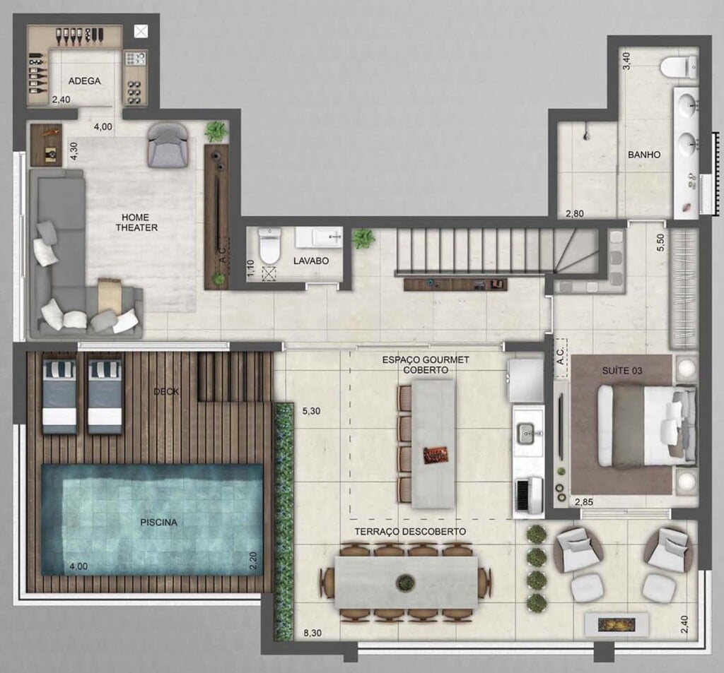 Planta 10 - 3 dorm 276m - cobertura duplex - superior