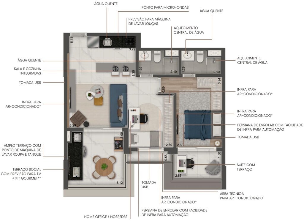 Planta 04 - 2 dorm 69m