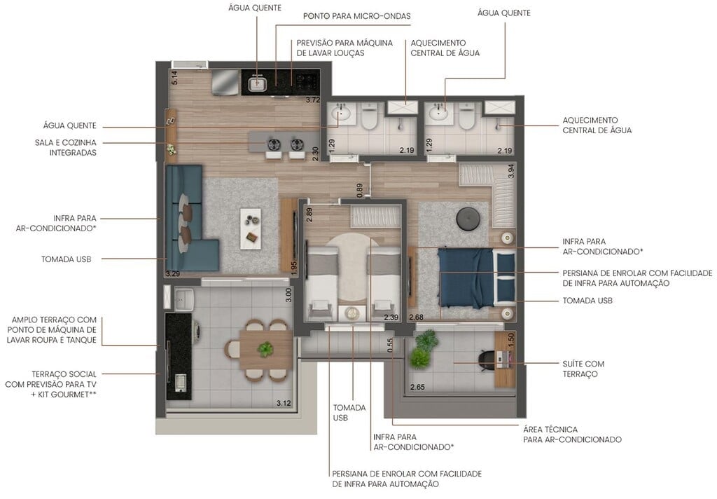 Planta 03 - 2 dorm 69m